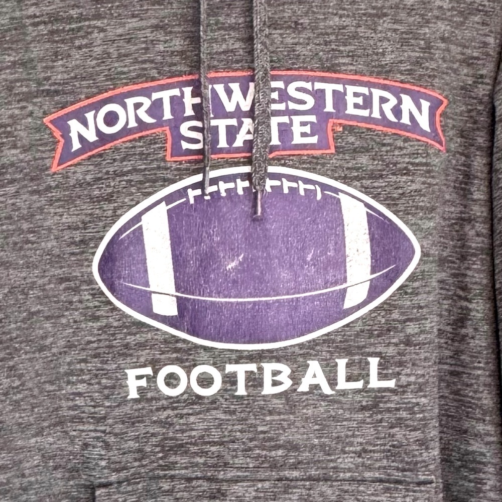 NSU Size XL Adidas Northwestern State University Gray Polyester Hoodie w/Pockets - Picture 2 of 6